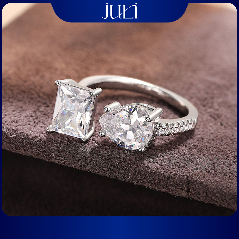 Nhẫn Kim Cương Dành Cho Nữ | 100% Bạc Ý Cao Cấp | Thiết Kế Theo Phong Cách Hàn Quốc | Bảo Hành Mãi M