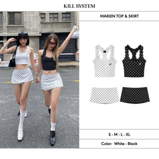 Set váy chấm bi áo ba lỗ phối ren + quần giả váy MARIEN - KILL SYSTEM