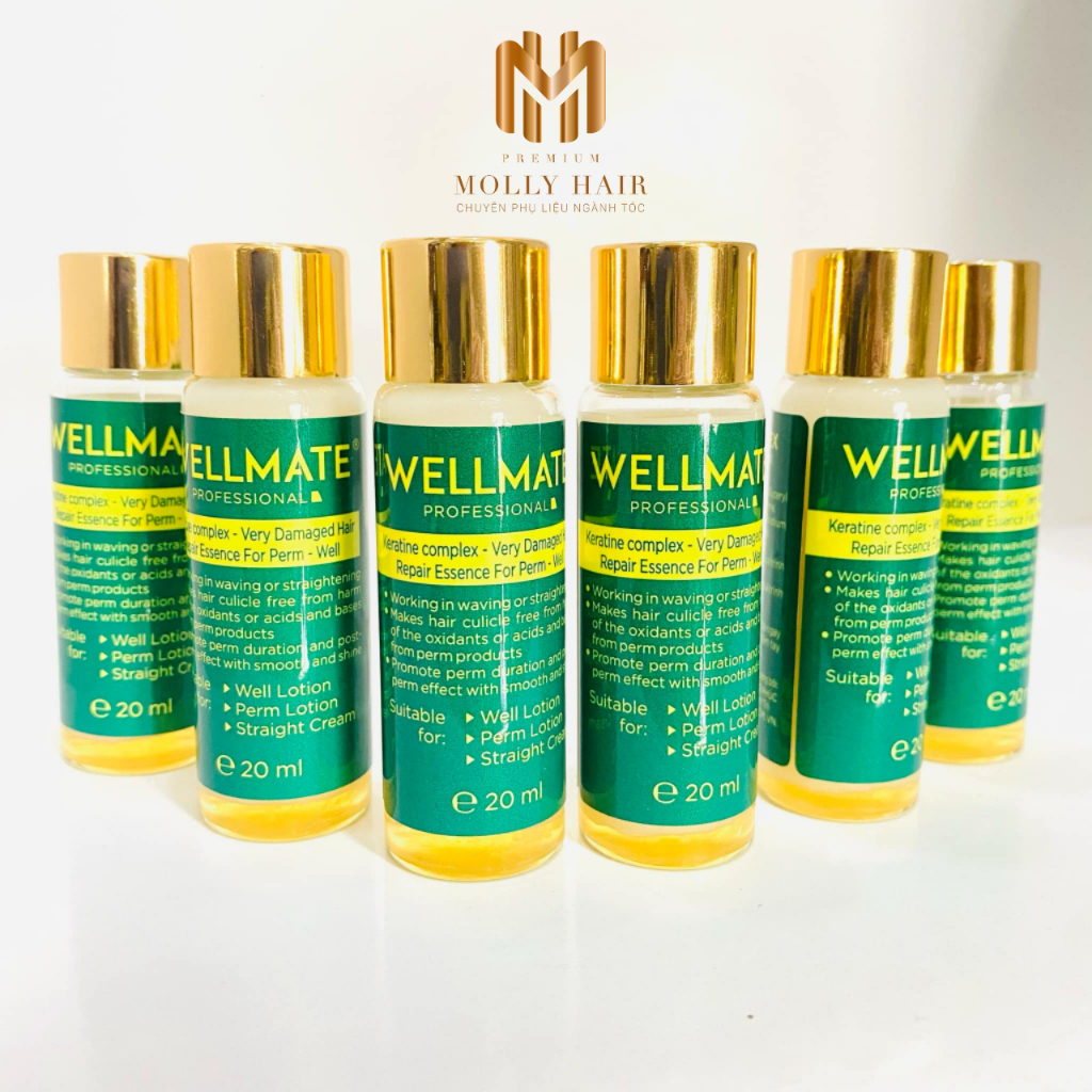 Keratin Phục Hồi Tóc Hư Tổn Trong Quá Trình Uốn Duỗi. Nhuộm Tẩy MOLLYHAIR Thương Hiệu Wellmate 20mlx