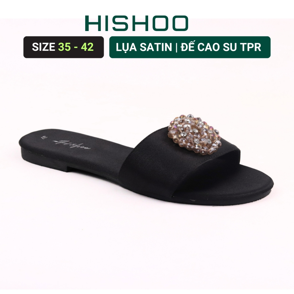 Dép Lê Nữ Thời Trang Hishoo Quai Ngang Đính Đá Cao Cấp Có Bigsize S062