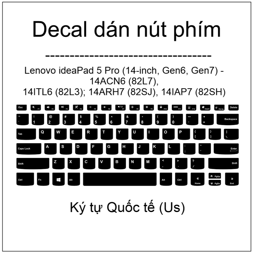 Decal dán nút  Lenovo ideaPad 5 Pro (14-inch, Gen6, Gen7) - 14ACN6 (82L7), 14ITL6 (82L3); 14ARH7 (82
