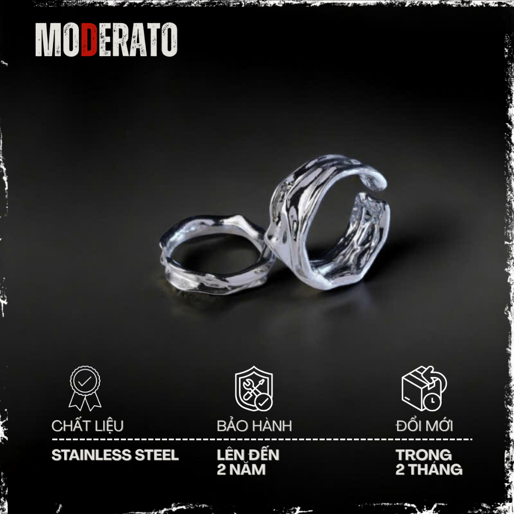 Nhẫn thép không gỉ Moderato Aluminum Foil nam nữ freesize