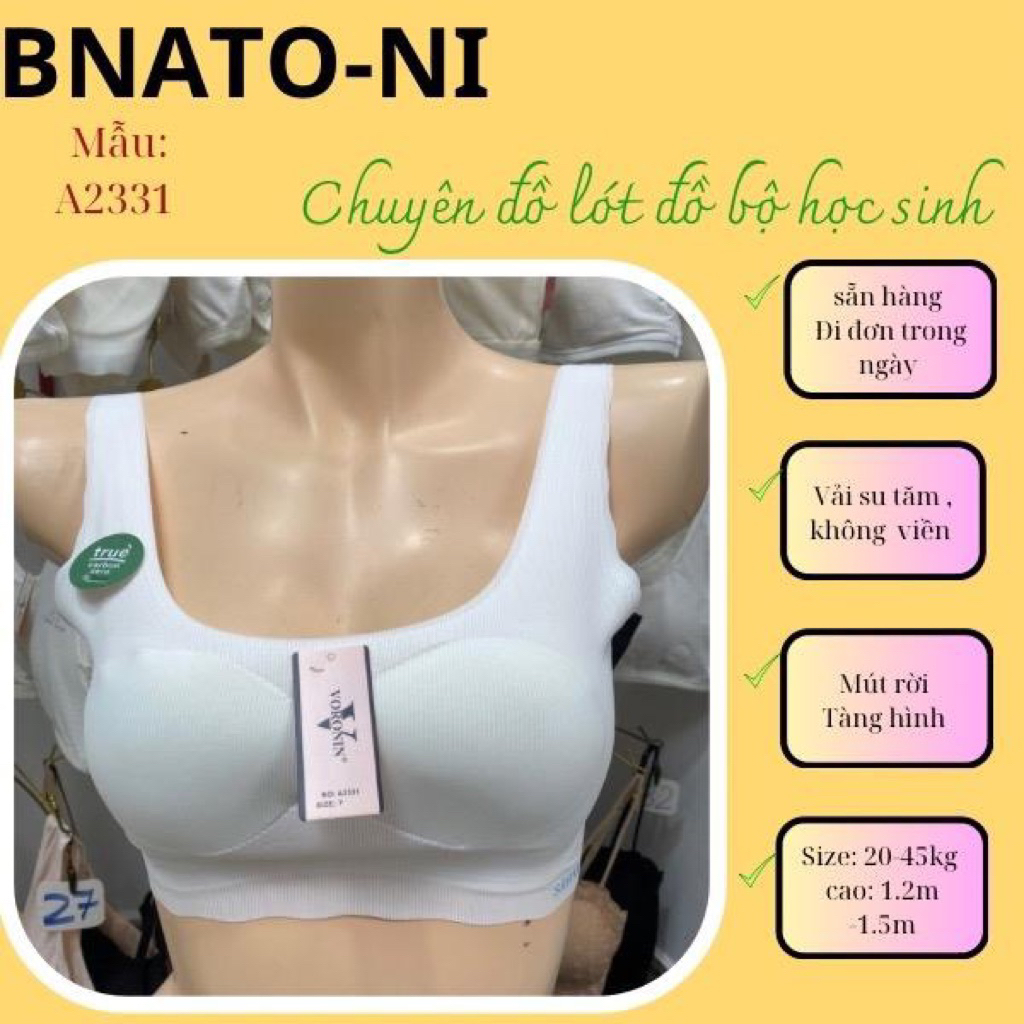 A2331 áo lá su lạnh mút rời Fom nhỏ phù hợp bé gái mới lớn tập mặc hoặc dẫn phát triển v1 mà bị đau,
