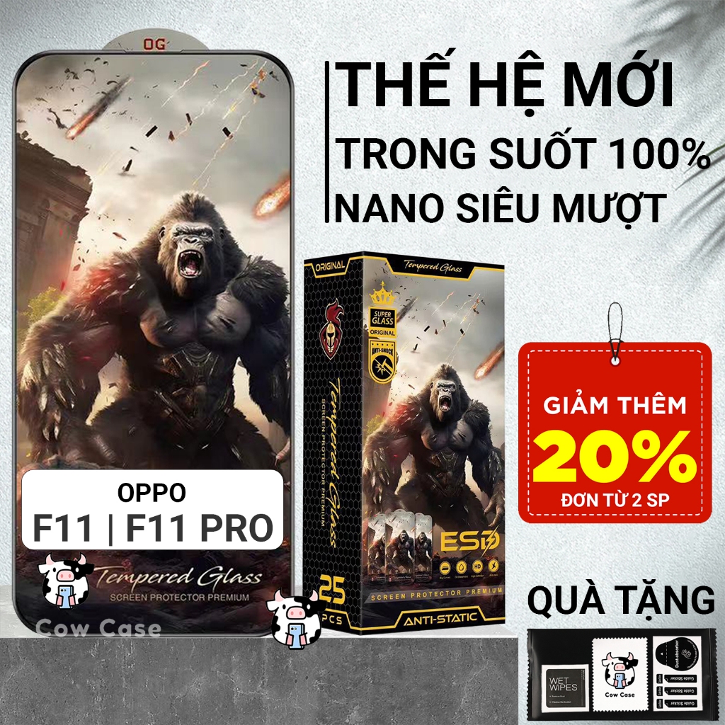 Cường lực Oppo F11 Pro, F11 Cowcase chiến binh full màn | Miếng kính dán bảo vệ màn hình cho oppo