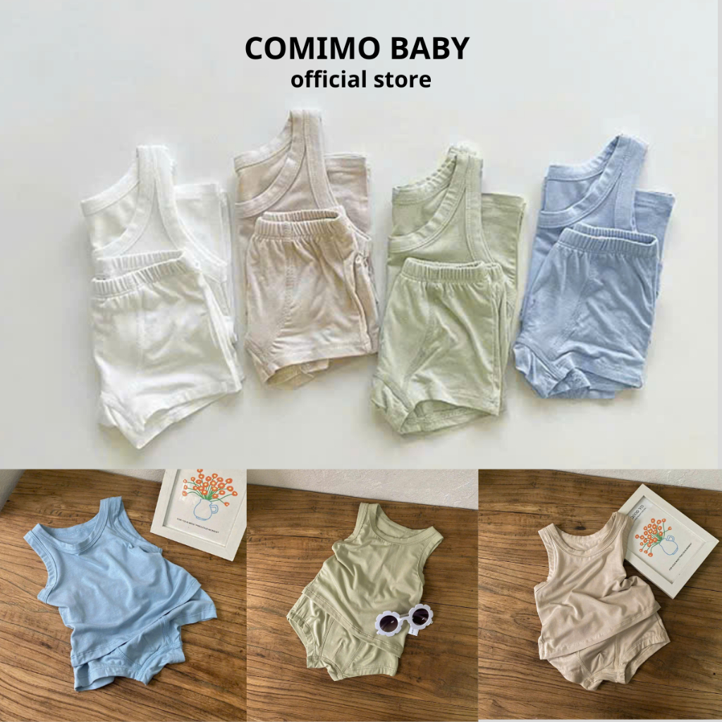 Bộ ba lỗ thun lạnh bé trai COMIMO BABY – bộ sát nách cho bé trai Mềm Mịn 5–19kg