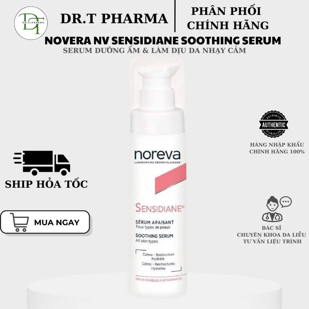 (TEM CÔNG TY) Serum Dưỡng Ẩm Dành Cho Da Nhạy Cảm Noreva Sensidiane SOOTHING SERUM 30m