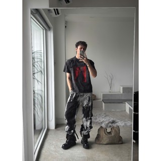 Set RED SNAKE với Áo loang đen hình rắn tay dài và Quần jean loang trắng đen Mã MM0725 By GUMADE