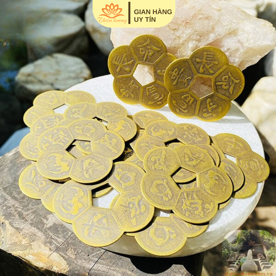 3 đồng xu hoa mai loại to đã khai quang, Vật Phẩm Phong thuỷ, Mang theo người Bỏ ví, két sắt, bàn thờ ông địa,...