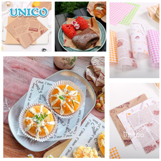  100 Giấy Nến Lót Hộp Bánh Bento Mochi Hộp Bã Mía Giấy Thấm Dầu Có Hoạ Tiết 18*18  cm  