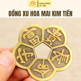 Đồng xu hoa mai bỏ ví kim tiền,  phong thủy Loại To, Vật phẩm chiêu tài, hộ mệnh, thu hút may mắn..