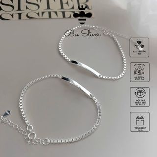 Lắc tay bạc đôi couple nam nữ khắc tên theo yêu cầu nhân ngày kỷ niệm, Vòng tay bạc đôi Bee Sliver