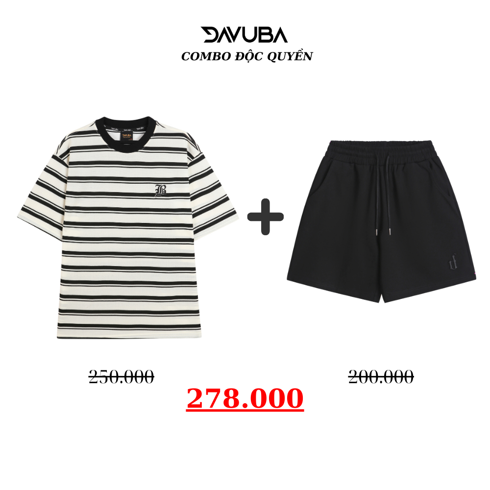 [Combo độc quyền DAVUBA] Áo thun trơn kẻ sọc Dream + quần short D CB27 | BigBuy360 - bigbuy360.vn