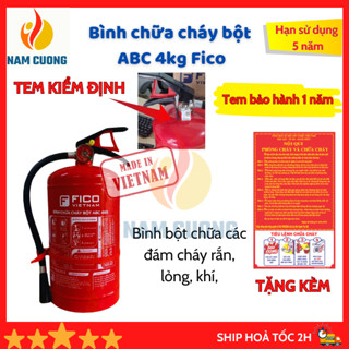 [CÓ TEM KIỂM ĐỊNH + Tặng nội quy tiêu lệnh ] Bình chữa cháy bột ABC 4kg, Bình cứu hoả Fico đat tiêu chuẩn pccc