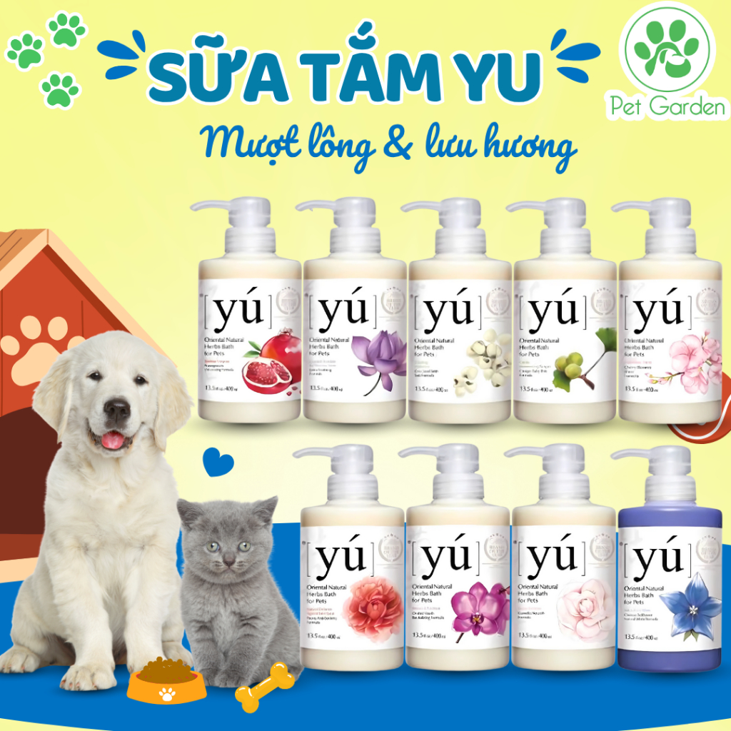 Sữa tắm chó mèo Yu Đài Loan 400ml giữ mùi thơm lâu, lông mềm mượt, khử mùi hôi cho thú cưng