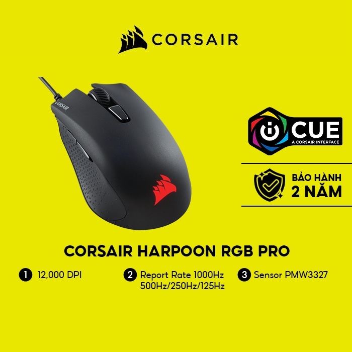 Chuột HARPOON RGB PRO FPS/MOBA Gaming Mouse 12000 DPI CH-9301111-AP