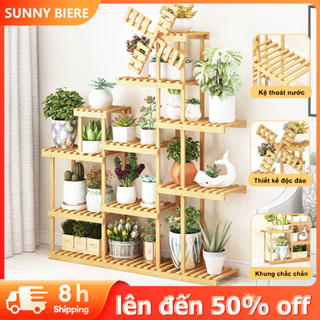 SUNNY BIERE Kệ để chậu hoa cây cảnh mini đồ trang trí phòng khách chất liệu gỗ tre cao cấp