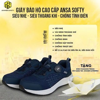 Giày Bảo Hộ Cao Cấp ANSa Softy Vải Mesh Thoáng Khí Siêu Nhẹ, Chống Tĩnh Điện, Chống Đinh Dập Ngón