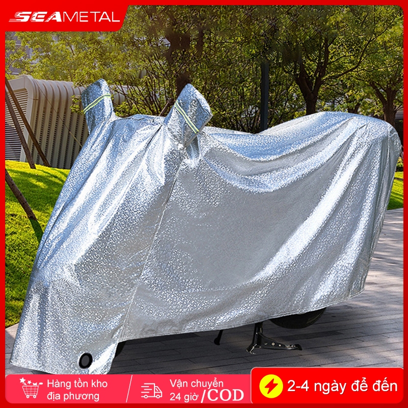 SEAMETAL Bạt Phủ Xe Máy, Bạt Trùm Xe Máy Vải Dù Tráng Nhôm 3 Lớp,Có Lớp Lót Chống Xước Xe Có Lớp Lót Chống Xước Xe 88414