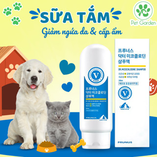 Sữa tắm giảm nấm ngứa & viêm da chó mèo Prunus Micochlodine 200ml lông thơm sạch an toàn