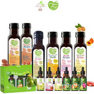 Dầu ăn dặm bổ não Mămmy cho bé đủ vị, Dầu Oliu, Hạt Lanh, Cá Hồi, Óc Chó, dầu Gấc 30ml và 100ml