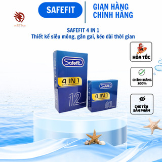 Bao cao su Safefit 4in1, siêu mỏng, gân gai nổi li ti, kéo dài thời gian quan hệ, Hộp 3-12 cái