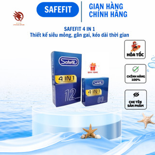    MUA TO TẶNG NHỎ   - Bao cao su SafeFit 4in1 Gân Gai Siêu mỏng Kéo dài thời gian - 15 cái 