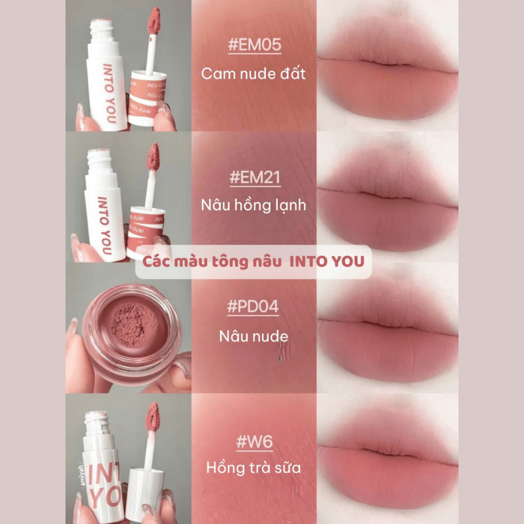 Son Bùn INTO YOU Lì Mịn Độ Che Phủ Tốt Lấp Đầy Rãnh Môi Dễ Tán Hợp Da Trắng Makeup Style Trung EM01 2g | BigBuy360 - bigbuy360.vn