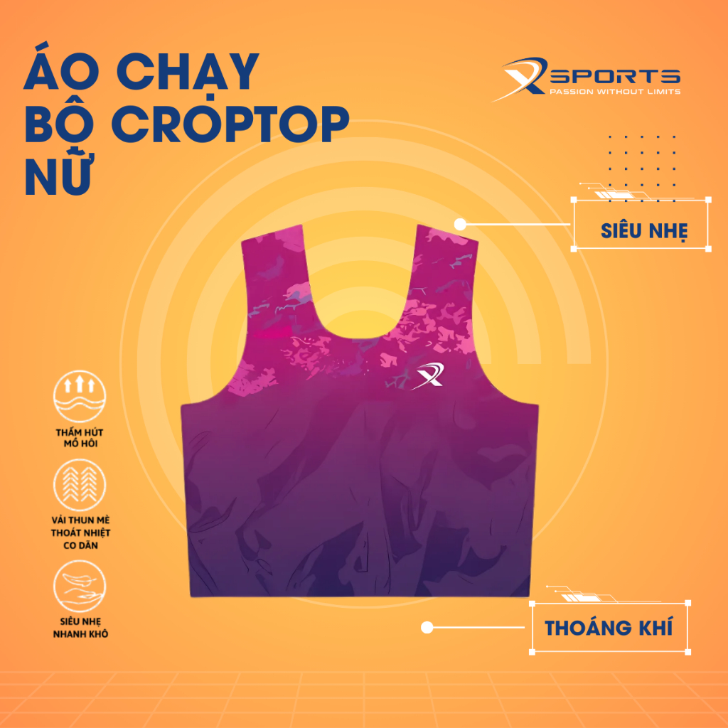 ÁO CHẠY BỘ CROP TOP XSPORT TÍM MỘNG MƠ DÀNH CHO NỮ MS369