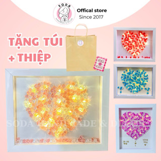(Tặng Túi+ Thiệp)KHUNG ĐÍNH ĐÁ PHA LÊ LẤP LÁNH DIY HANDMADE/Khung tranh quà tặng VALENTINE TÌNH YÊU