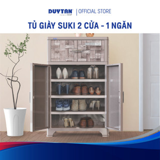 Tủ giày dép SUKI 2 Cánh -1 Ngăn DUY TÂN kệ đựng giày có ngăn kéo tủ, cửa cánh chống bám bụi, nhựa PP