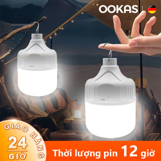 OOKAS Đèn treo tích điện 500W siêu sáng chợ đêm Quầy hàng Ánh sáng khẩn cấp LED, tặng cáp sạc