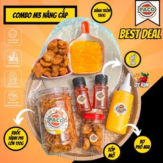 [M3 KÈM HỦ RUỐC TO] combo bánh tráng phơi sương bơ phô mai m3 paco food đầy đủ topping bánh tráng 150g tốp mỡ sôt và bơ-