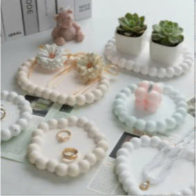 Khay Thạch Cao Decor Viền Bi Đựng Đồ Trang trí, Trang sức, Chụp Ảnh Sản Phẩm