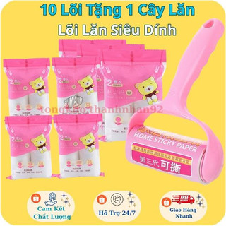  Combo 10 Lõi Tặng 1 Cây Lăn Bụi Quần Áo Lông Chó Mèo Lõi Giấy Xé Lớp Thuận Tiện 