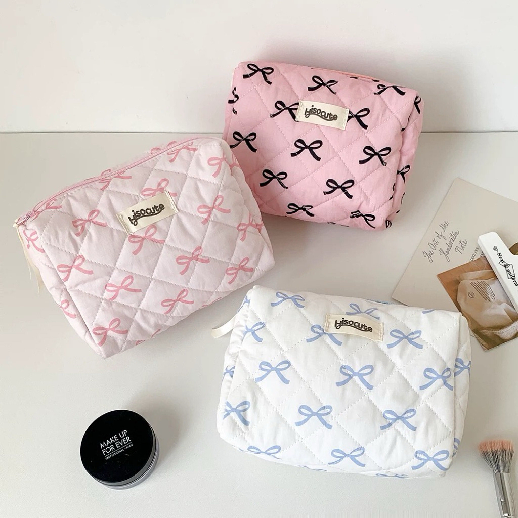Túi đựng đồ makeup makeup pouch nơ ribbon cực xinh iu 🎀💞