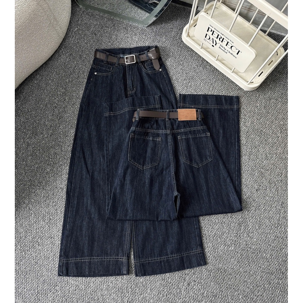  Quần Jean Suông Nữ QC Bacsic Xanh Than 88 93 98 104cm  873  