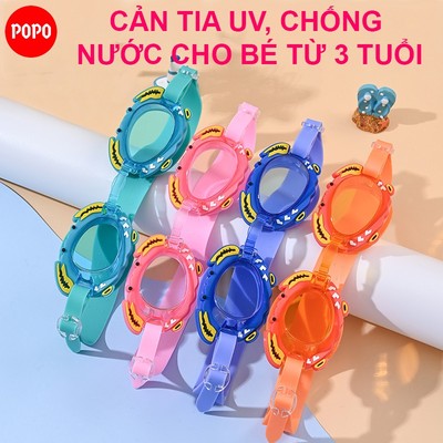 Kính bơi trẻ em cản tia UV POPO cho bé trai, gái hình cua, cá chất liệu an toán, bảo vệ mắt