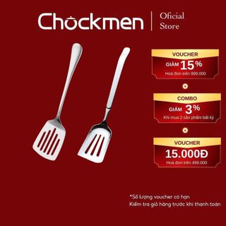  Xẻng Lật CHOCKMEN Inox 304 Xẻng Xào Xẻng Lật Bánh Lật Trứng Lật Thức Ăn Có Rãnh Xẻng Đa Năng Dùng Cho Nhà Bếp 