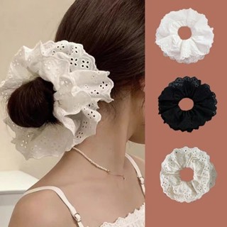 Dây buộc tóc scrunchies bản to lớn màu pastel trắng đen trơn cao cấp iLita set cột tóc dễ thương sang trọng