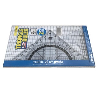 Bộ 2 Thước Eke QL-130 WinQ , Bộ Thước eke Tam Giác Vuông , Vuông Cân  , Eke Ruler