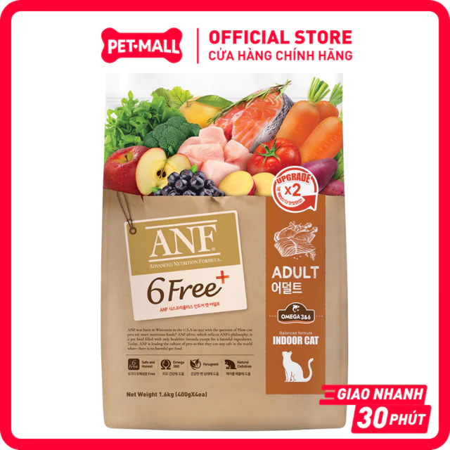 1.6KG - Thức ăn mèo ANF 6Free Plus Adult Indoor Cat - Bổ sung Omega 3&6 cho mèo trưởng thành Petmall