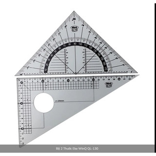 Bộ 2 Thước Eke QL-130 WinQ , Bộ Thước eke Tam Giác Vuông , Vuông Cân  , Eke Ruler