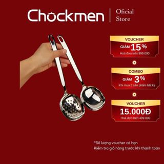 Muôi Canh Muôi Thủng CHOCKMEN Inox 316 Cao Cấp Có Móc Muỗng Ăn Mỳ Vá Múc Muỗng Thủng Vớt Thức Ăn MUÔI VUÔNG