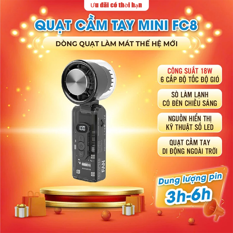 ⚡Quạt Cầm Tay Mini⚡ 100 Độ Gió Mạnh siêu mát 180 độ Xoay Gấp Làm lạnh bán dẫn Quạt tích điện mini | BigBuy360 - bigbuy360.vn