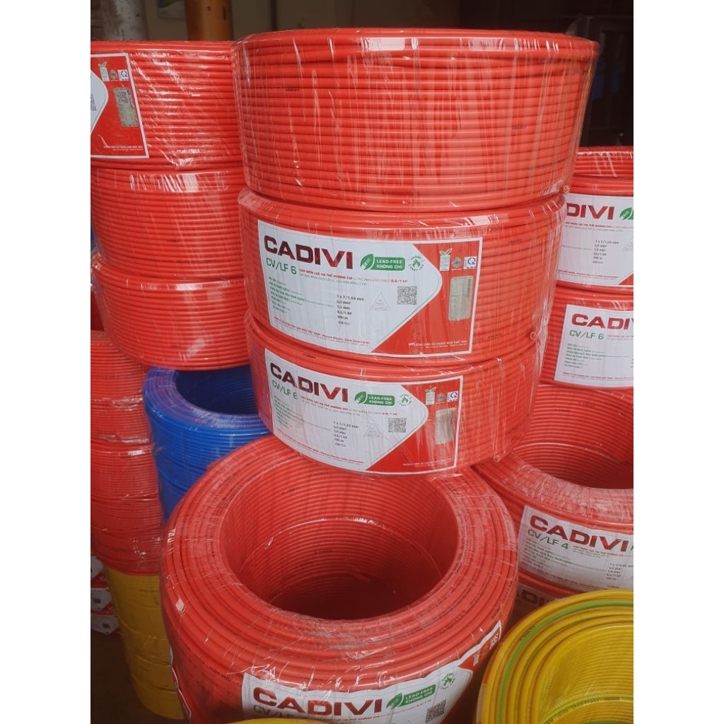 Dây điện cadivi CV6.0 (Dây đơn cuộn/100 mét)