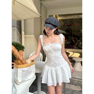 [FLORUS]- Váy 2 dây KANE ren cao cấp 2 lớp cúc bọc dáng xòe 2 lớp