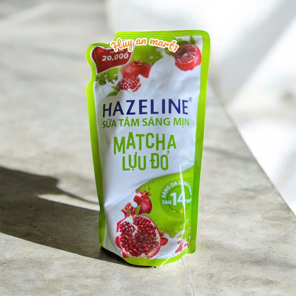 Sữa Tắm Dưỡng Thể Thiên Nhiên Trắng Sáng Da Hazeline Sữa tắm Hazeline matcha lựu đỏ dạng túi 900g