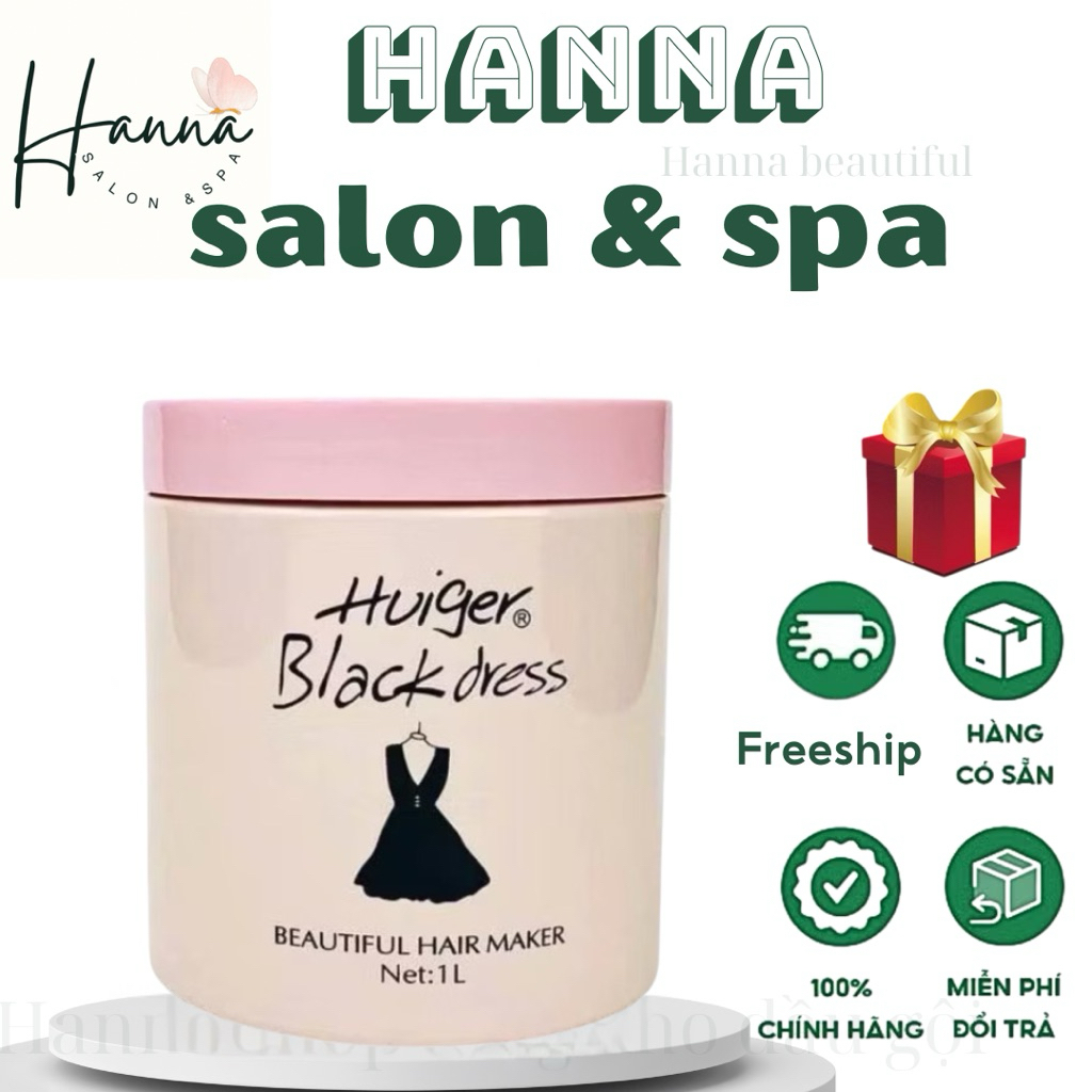 Kem ủ tóc Huiger black dress 1000ML, Dầu Xả Tóc Phục Hồi, Ủ VÁY ĐEN mềm mượt, Kem Hấp Tóc Thơm Salon