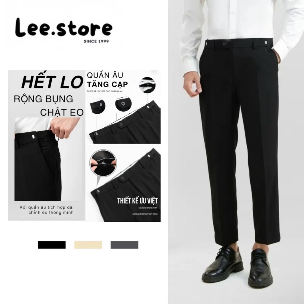    CÓ BIGSIZE   Quần Âu Nam LEE.STORE Quần Tây Nam Sidetab Lưng Cao Dáng Baggy Cạp Có Đai Điều Chỉnh Eo Vải Co Giãn Nhẹ 
