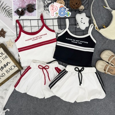 Set Bộ Áo Hai Dây Croptop Phối Quần Bí Ngô Phồng Đáng Yêu Cho Bé-BabyBoo-Pibo Store-BHDSQBS